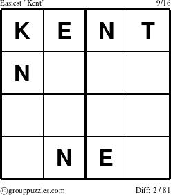The grouppuzzles.com Easiest Kent puzzle for 