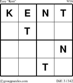 The grouppuzzles.com Easy Kent puzzle for 
