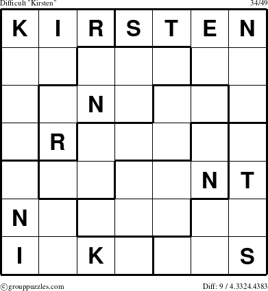 The grouppuzzles.com Difficult Kirsten puzzle for 