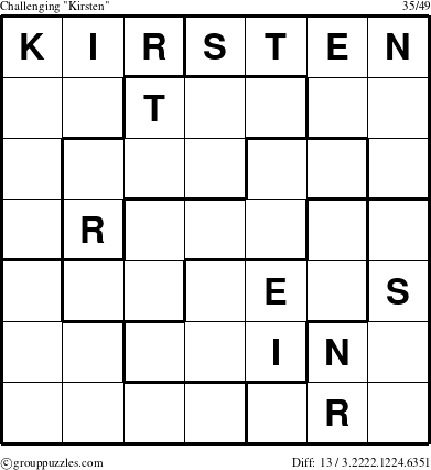 The grouppuzzles.com Challenging Kirsten puzzle for 
