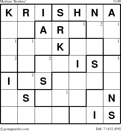 The grouppuzzles.com Medium Krishna puzzle for  with the first 3 steps marked