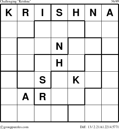 The grouppuzzles.com Challenging Krishna puzzle for 