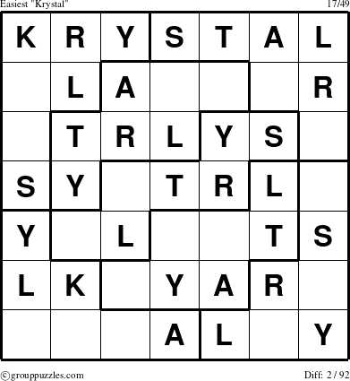 The grouppuzzles.com Easiest Krystal puzzle for 