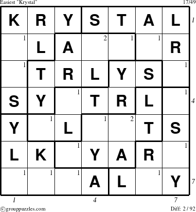 The grouppuzzles.com Easiest Krystal puzzle for  with all 2 steps marked