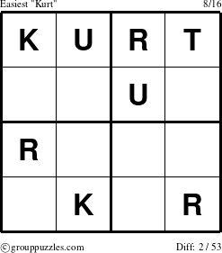 The grouppuzzles.com Easiest Kurt puzzle for 