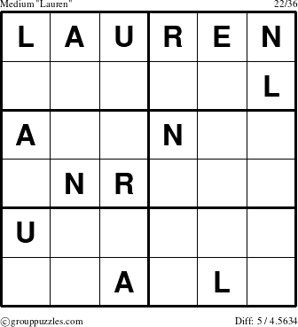 The grouppuzzles.com Medium Lauren puzzle for 