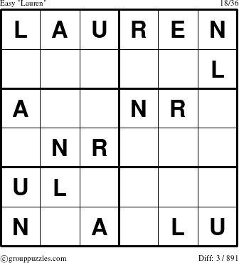 The grouppuzzles.com Easy Lauren puzzle for 