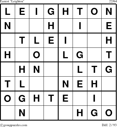 The grouppuzzles.com Easiest Leighton puzzle for 