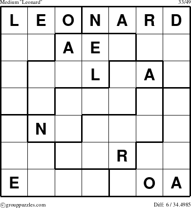 The grouppuzzles.com Medium Leonard puzzle for 