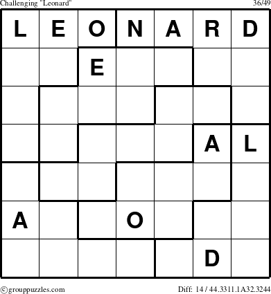 The grouppuzzles.com Challenging Leonard puzzle for 