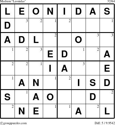 The grouppuzzles.com Medium Leonidas puzzle for  with the first 3 steps marked