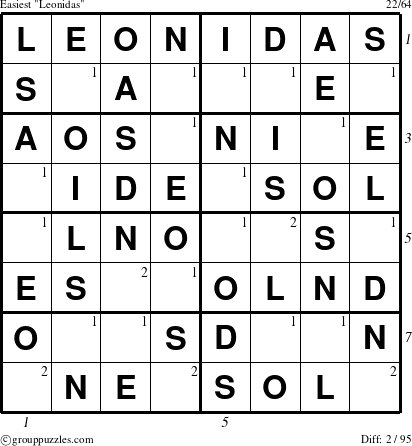 The grouppuzzles.com Easiest Leonidas puzzle for  with all 2 steps marked