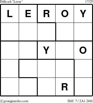 The grouppuzzles.com Difficult Leroy puzzle for 