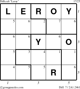 The grouppuzzles.com Difficult Leroy puzzle for  with all 7 steps marked