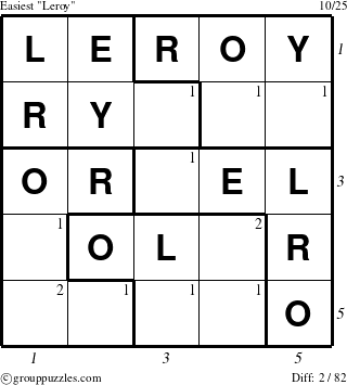 The grouppuzzles.com Easiest Leroy puzzle for  with all 2 steps marked