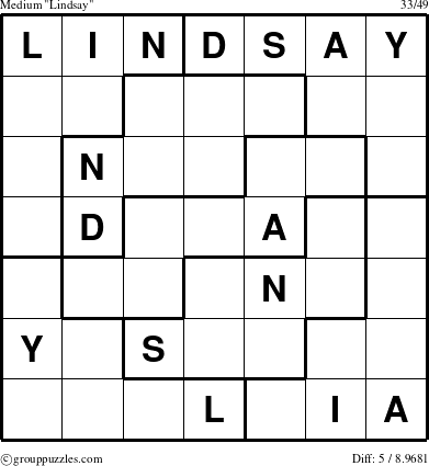 The grouppuzzles.com Medium Lindsay puzzle for 