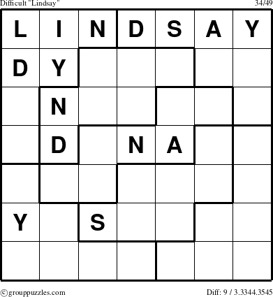 The grouppuzzles.com Difficult Lindsay puzzle for 