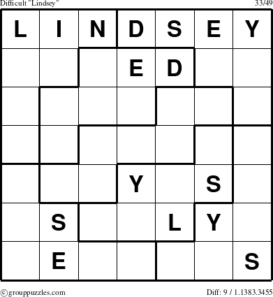 The grouppuzzles.com Difficult Lindsey puzzle for 