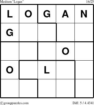 The grouppuzzles.com Medium Logan puzzle for 