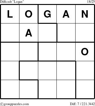 The grouppuzzles.com Difficult Logan puzzle for 