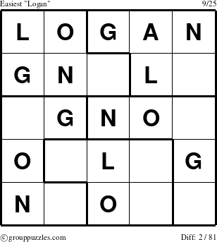 The grouppuzzles.com Easiest Logan puzzle for 