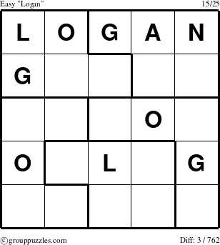 The grouppuzzles.com Easy Logan puzzle for 
