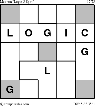 The grouppuzzles.com Medium Logic-5-Spot-r1 puzzle for 
