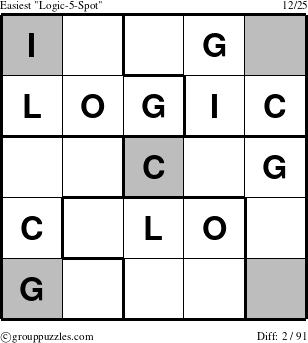 The grouppuzzles.com Easiest Logic-5-Spot-r1 puzzle for 