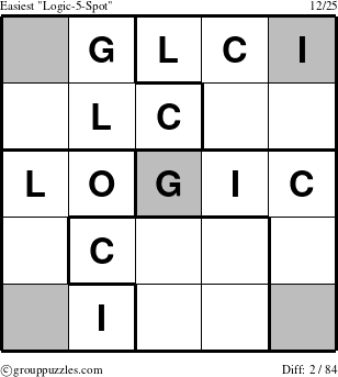 The grouppuzzles.com Easiest Logic-5-Spot-r2 puzzle for 