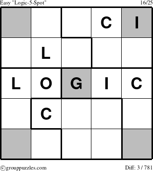 The grouppuzzles.com Easy Logic-5-Spot-r2 puzzle for 