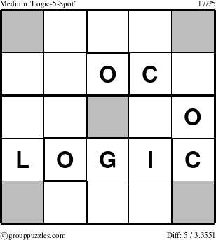The grouppuzzles.com Medium Logic-5-Spot-r3 puzzle for 