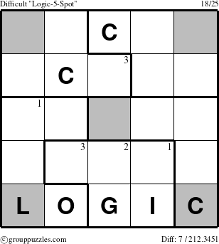 The grouppuzzles.com Difficult Logic-5-Spot-r4 puzzle for  with the first 3 steps marked