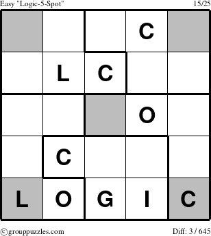 The grouppuzzles.com Easy Logic-5-Spot-r4 puzzle for 