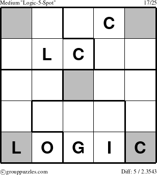 The grouppuzzles.com Medium Logic-5-Spot-r4 puzzle for 