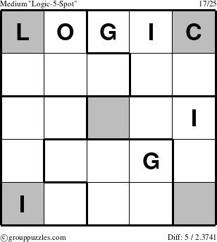 The grouppuzzles.com Medium Logic-5-Spot puzzle for 