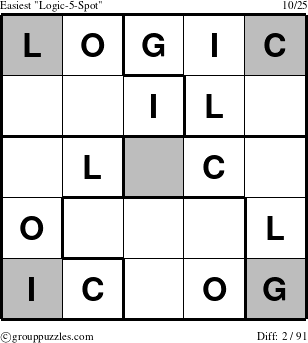 The grouppuzzles.com Easiest Logic-5-Spot puzzle for 