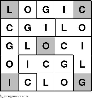 The grouppuzzles.com Answer grid for the Logic-5-Spot puzzle for 