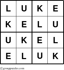 The grouppuzzles.com Answer grid for the Luke puzzle for 