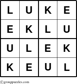 The grouppuzzles.com Answer grid for the Luke puzzle for 