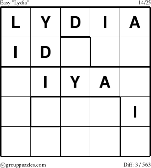 The grouppuzzles.com Easy Lydia puzzle for 