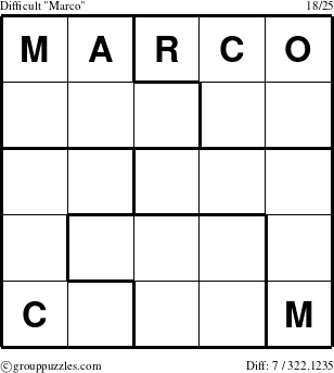 The grouppuzzles.com Difficult Marco puzzle for 