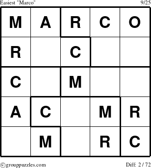 The grouppuzzles.com Easiest Marco puzzle for 