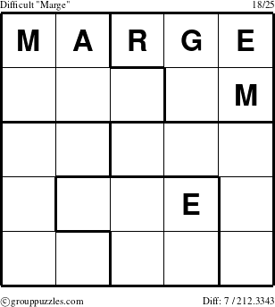 The grouppuzzles.com Difficult Marge puzzle for 
