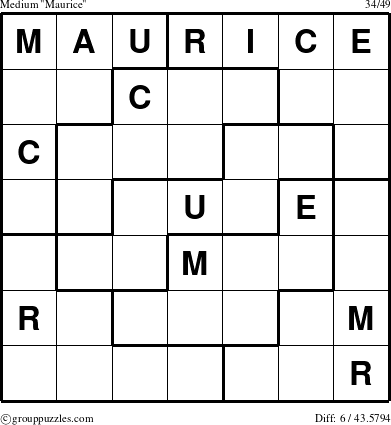 The grouppuzzles.com Medium Maurice puzzle for 