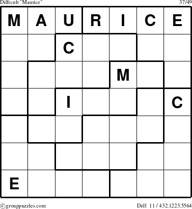 The grouppuzzles.com Difficult Maurice puzzle for 