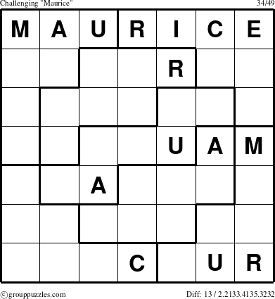The grouppuzzles.com Challenging Maurice puzzle for 