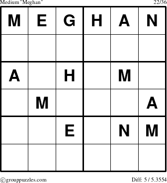 The grouppuzzles.com Medium Meghan puzzle for 