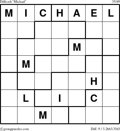 The grouppuzzles.com Difficult Michael puzzle for 