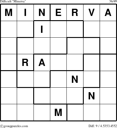 The grouppuzzles.com Difficult Minerva puzzle for 