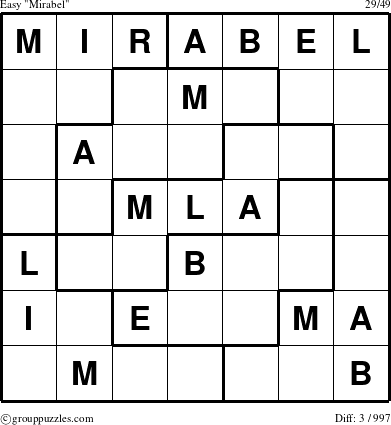 The grouppuzzles.com Easy Mirabel puzzle for 